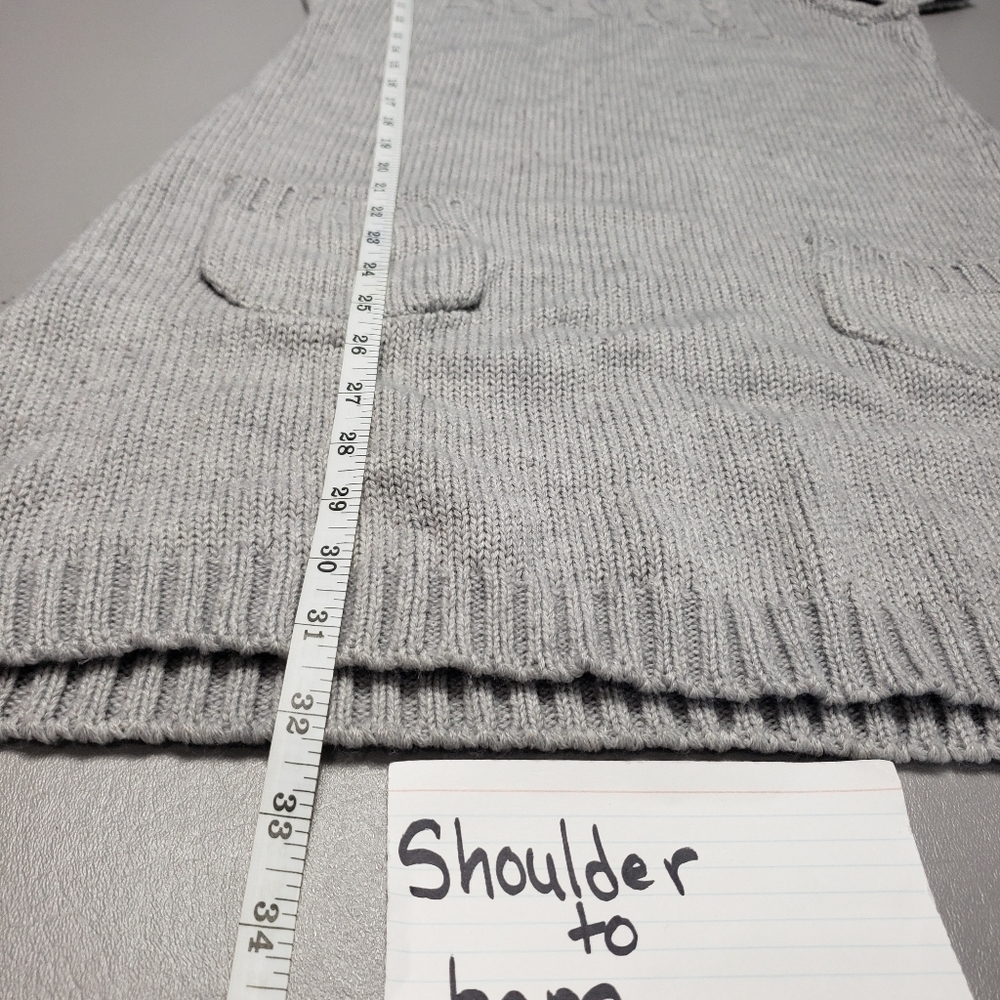 955 vintage gray short sleeve cowl neck sweater dress pockets women's L - Picture 7 of 8